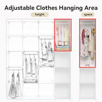 Modular Baby Wardrobe Closet, Portable Children Organizers and Storage for Nursery,15 Cubes with Hanging Rods,Multi-Functional Kids Storage Shelf-Bedroom Clothes Armoire (Boys & Girls)