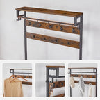 HOOBRO Hall Tree with Bench, Entryway Coat Rack with Shoe Rack, Shoe and Coat Rack, 5 Tier Shoe Storage Organizer with Oxford Fabric Side Pockets, Adjustable Mesh Shelves, Rustic Brown BF75MT01