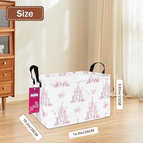Rectangular Storage Basket Fabric Organizer Bin for Toys,Books,Clothes,Gifts,Pets-Perfect for Home,Office,Nursery,Dorm,Shelf(Rec-Shining castles ) - color: Rec-Shining castles