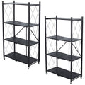 Life Hacks 2pcs 4-Tier Foldable Shelves for Storage, No Assembly Required, Folding Shelf Unit Pantry Shelves with Wheels, Metal Shelving Storage Rack Shelf for Kitchen Garage Home