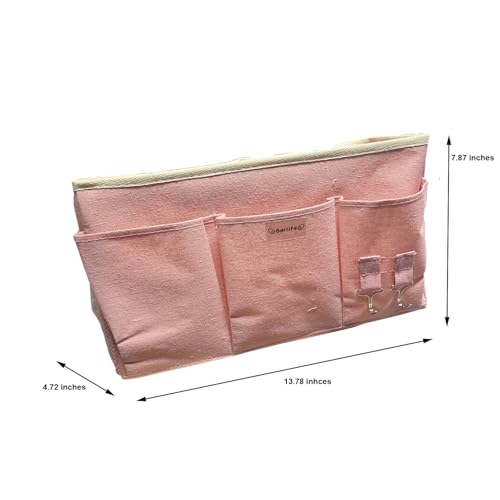 Bedside Storage Caddy Bag,Bedside Hanging Organizer Magazine Holder for Bunk bed Hospital Beds Holders Books Glasses Phones (Pink)