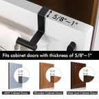 KES Over The Cabinet Door Towel Bar with Hooks, Kitchen Towel Holder with Hooks for Hanging Utensils, Over The Cabinet Door Organizer with Hook 2 Pack, Matte Black, Metal, KUR527-BK-P2