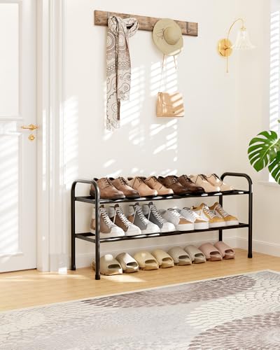 Kitsure Extendable Shoe Rack - 2-Tier Adjustable Metal Shoe Organizer, Sturdy Rust-Resistant Shoe Shelf for Entryway, Closet, or Bedroom, 17.5"–32.6" x 9.1" x 15.4", Black - color: Black, size: 2-Tiers