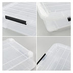 4-Pack 40 Quart Large Plastic Under Bed Storage Bin, Underbed Box With Wheels/Lids, Clear - size: 40 Quart