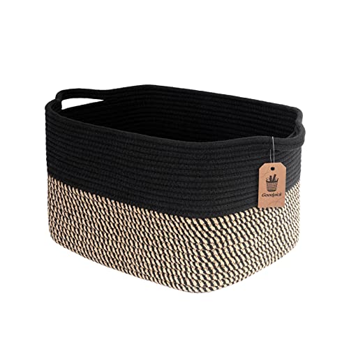 Goodpick Cube Storage Bins - Towel, Book, Cloth, Shoes, Closet Shelf Woven Baskets for Office, Baby Laundry, Toys, 13''x10''x9'' - color: Black, size: 13"L x 10"W x 9"H