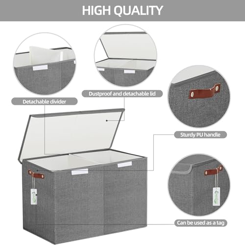 Bagnizer Large Toy Storage Box with Lids, Collapsible Sturdy Baby Storage Organizer Chest Bin Basket for Kids, Boys, Girls, Playroom, Nursery, Bedroom, Closet 25"x13"x16" (Gray) - color: Gray