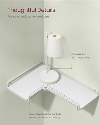 VASAGLE Corner Shelf Wall Mount Set of 2, Corner Floating Shelves, Small Corner Wall Shelf for Decor Storage, for Living Room Bedroom Kitchen Bathroom, Cloud White ULLS831W14 - color: Cloud White