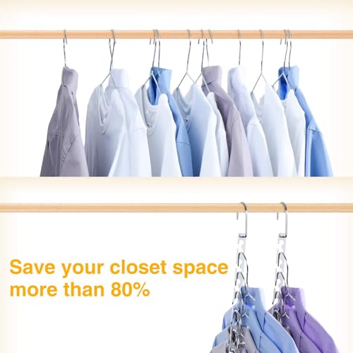 HOUSE DAY Space Saving Hangers for Clothes 6 Pack, Heavy Duty Hanger Organizer | 30 Lbs Capacity |, Metal Magic Hanger, Sturdy Multi Hangers, Closet Space Saver Closet Organizers and Storage - size: 6 Pack