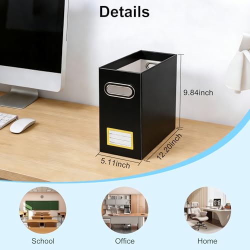 Collapsible File Organizer Box with Handle,12.20x5.11x9.84Inches, Filing Organizer for Home or Office, Small Portable File Box (2 Packs, Black-Yellow) - color: Black-Yellow, style: 2 Packs