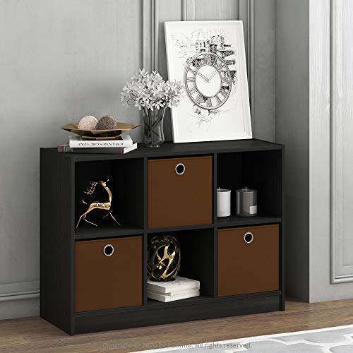 Furinno Basic 3x2 Cube Storage Bookcase Organizer with Bins, Espresso/Brown - color: Espresso/Brown, size: 6-Cube with Bin