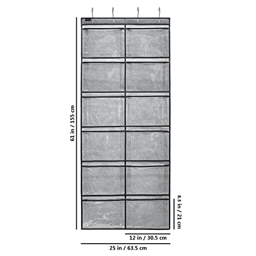 Extra Large Pockets Shoe Organizer Hanging Shoe Rack Organizer for Bedroom Shoe Storage Bathroom Shoe Holder with 12 Clear Pockets (12 Large Pockets-Grey) - color: 12 Large Pockets-Grey