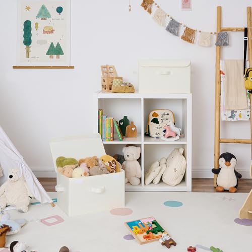 GRANNY SAYS Storage Bins with Lids, Fabric Storage Boxes, Closet Organizers and Storage, Storage Baskets for Shelves, Toy Box, Ivory White, 2-Pack - color: Ivory White, size: Large-2 Pack
