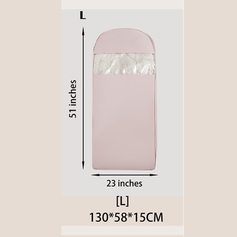 Space Saving Hangable Garment Bag with Self Compression Zipper - Organizer for Closet(Pink，L) - color: Pink, size: L