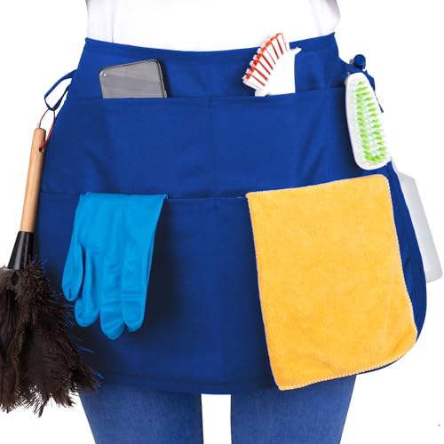 5-Pocket Waterproof Professional Cleaning Apron. Made for Pro Cleaners. Like a Cleaning Caddy Around Your Waist - color: Royal Blue, style: Standard