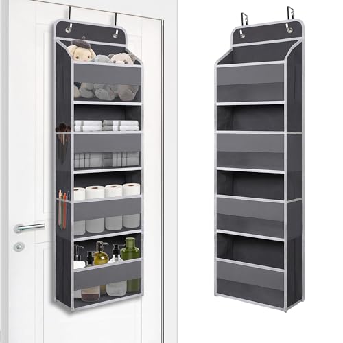 TYMENSH Over The Door Hanging Organizer with 4 Large Pockets – Closet, Bathroom, Nursery, Bedroom, Dorm Storage for Toys, Cosmetics, and Baby Essentials, Gray - color: Grey
