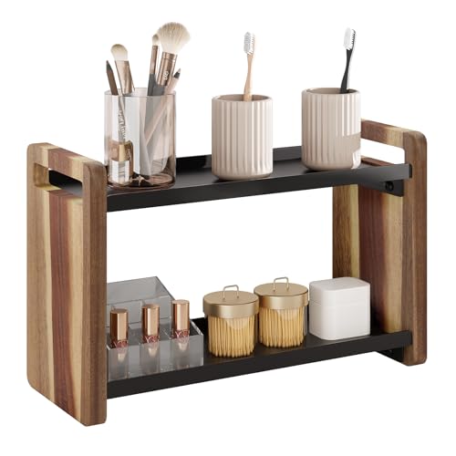 Bathroom Counter Organizer,Bathroom Counter Shelf,Bathroom Organizers,Under Sink Organizer,Cologne Organizer For Men,Cologne Cabinet,Spice Rack Organizer for Cabinet,Gifts(Brown 2 Tier) - color: Brown 2 Tier