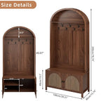 Hall Tree with Bench and Shoe Storage, Entryway Storage Bench with Coat Rack, 78.74" Coat Rack with 7 Hooks and Adjustable Shelves, Farmhouse Style Furniture Organizer for Hallway (Walnut, 78.74"H) - size: 78.74"H