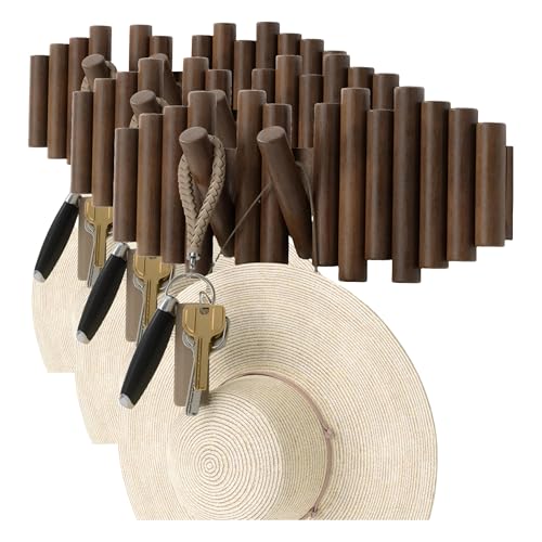 Umbra Picket Rail Hook Coat Rack, Aged Walnut (Pack of 3) - color: Walnut, size: 5-Hook (Pack of 3)