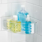 iDesign Plastic Suction Cup Corner Shower Basket for Bathroom Storage, Set of 2, Clear, Made in USA - style: Pack of 2