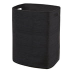 MEGASKET Large Laundry Hamper 16"x13"x22" - Tall Woven Laundry Basket, Cotton Rope Dirty Clothes Hamper, Baby Kids Nursery Wicker Laundry Basket, Bedroom Aesthetic, Soft Laundry Bin, Black Hamper, 75L - color: Black
