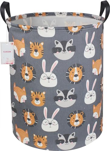 CLOCOR Kids Laundry Basket,Collapsible Fabric Storage Container,Baby Nursery Hamper for Boys,Kids Toys Bucket,Room Decor,Gift Basket(Animal Heads) - color: Animal Heads
