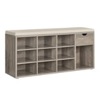 VASAGLE Custos Collection - Storage Bench, Entryway Bench with Cushion, Drawer and Open Compartments, Bench with Storage, Living Room, Bedroom, Closet, Heather Greige and Cappuccino Beige ULHS024K02 - color: Heather Greige + Cappuccino Beige