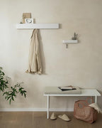Kazai. Key Holder for Wall 'Tone' | Minimalist Key Hooks Design from Berlin | Modern Key Hanger with Metal Shelf | Key Hook Wall Mounted as Hallway Furniture | White - color: White