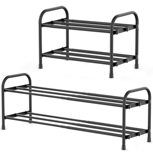 INSMART 2-Tier Expandable Shoe Rack:Stackable and Adjustable Shoes Organizer Storage Shelf, Sturdy and Durable Metal Structure Free Standing Shoe Rack for Closet Entryway Doorway - color: 2-tier, size: 2-Tier