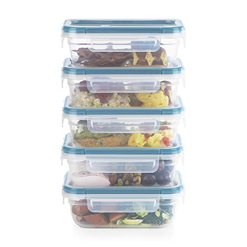 Snapware Plastic Total Solutions (5-Pack, 3 Cup) Food Storage Containers Set, Airtight & Leakproof Plastic Locking BPA-Free Lids Tupperware, Freezer Dishwasher Microwave Safe - size: 5 Pack, style: 3 Cup