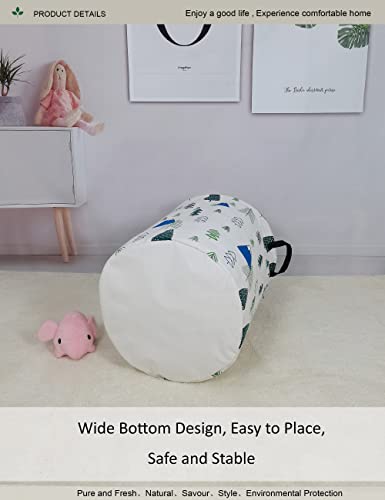 Round Fabric Storage Bin,Decorative Basket,Organizer Basket with Handles,for Clothes Storage,books and 19.7inch(H) x 15.7inch(D) - color: Forest