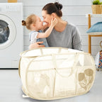 Collapsible Laundry Baskets, Upgrade Pop Up Laundry Hamper with Convenient Bags, Foldable Laundry Basket Mesh Light Weight, Easy to Carry Clothes Hampers for Laundry, Dorm, Toys, Travel Beige - color: Beige