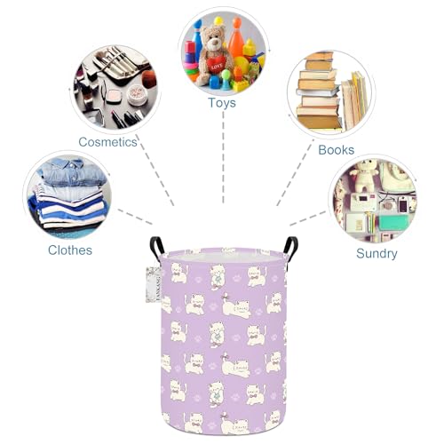 FANKANG Storage Basket, Nursery Hamper Canvas Laundry Basket Foldable with Waterproof PE Coating Large Storage Baskets for Kids Boys and Girls, Office, Bedroom, Clothes,Toys(Cat) - color: Cat