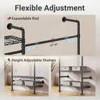 Timate L2 Wall Mounted Clothes Rack Industrial Pipe Clothing Rack for Hanging Clothes, Adjustable Expandable Garment Rack Heavy Duty Closet Organizer, Black Mounted Storage Industrial Closet System - color: Black