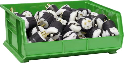 Akro-Mils 30250 AkroBins Plastic Storage Bins, Space-Saving Stackable Bins for Garage, Pantry, Craft Organization, 15" x 16" x 7", Green, 6-Pack - color: Green