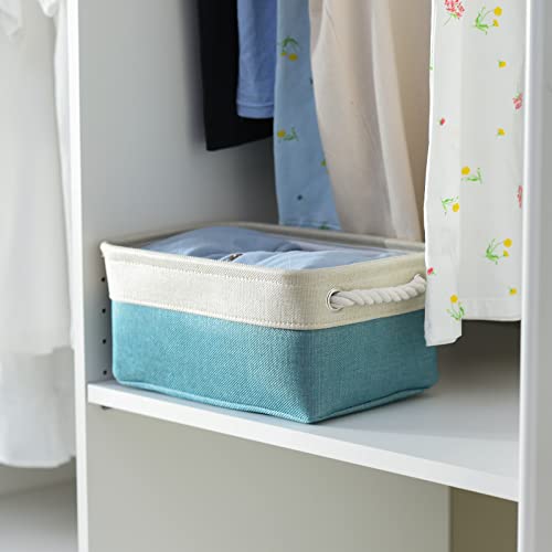 TheWarmHome Fabric Storage Bin with Handles,Storage Basket for Home Storage and Organization, Shelf Basket with Cover for Living Room Bedroom Decor Closet（White & Green,Small ,11.8L×7.9W×5.2H - color: White And Green, size: Small -11.8Lx7.9Wx5.2H