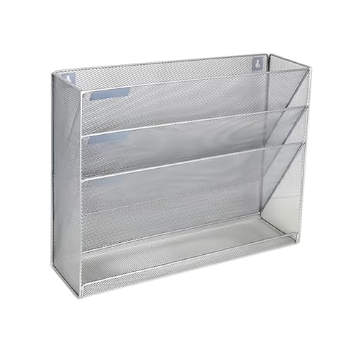 4 Tier Wall File Organizer, A3 Office Hanging Magazine Holder, Desktop Vertical Mail Paper Folder Holder Rack, Home Office Organization and Storage, Black (A3,4 Tier,Silver) - color: A3 ,4 Tier ,Silver