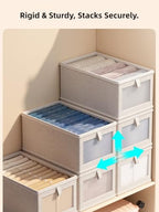 1 Pc Large Storage Bins with Clear Window Collapsible Cloth Organizer Box for Clothing, Toys, Blankets, Closet Shelf Storage, Grey, Medium - size: M
