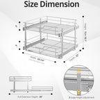 ZOINLIY Pull Out Cabinet Organizer, Versatile Slide Out Kitchen Organizers and Storage,Heavy Duty Drawer Cupboard Storage Basket, Smooth Sliding, Chrome Finish (2-Tiers-24¼''W×22“D) - size: 2-Tiers 24¼''W×22“D
