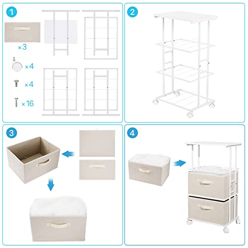 MAX Houser Dresser Tower with 3 Drawers for Bedroom, Fabric Storage Organizer Unit, Chest of Drawers with with WoodTop, Small Vertical Storage for Guest Room, Closet, Entryway, Nursery(Beige) - color: Beige