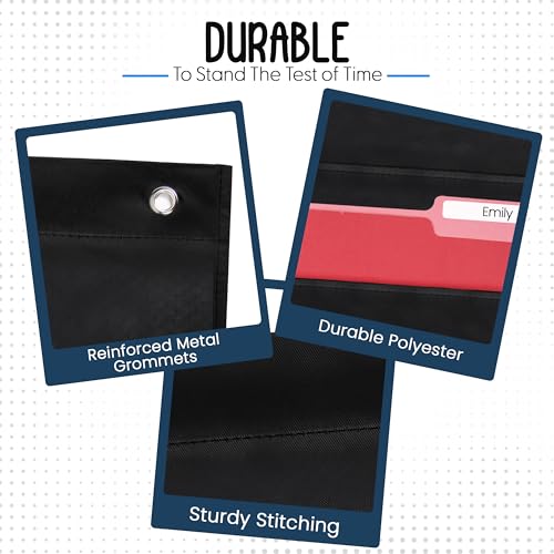 Essex Wares - 30 Pocket File Pocket Chart, Black, 42" Wide x 47" Tall - Versatile Wall Hanging File Folder Organizer for Classroom, Office, Home, and More - Wall Folder Organizer - 30 Pockets - size: 30 Pocket