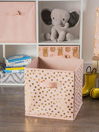 DII Non Woven Polyester Storage Bin, Polka Dot, Pink & Gold, Small Set of 4 - color: Pink & Gold, size: Small Set of 4, 11x11x11" Cube