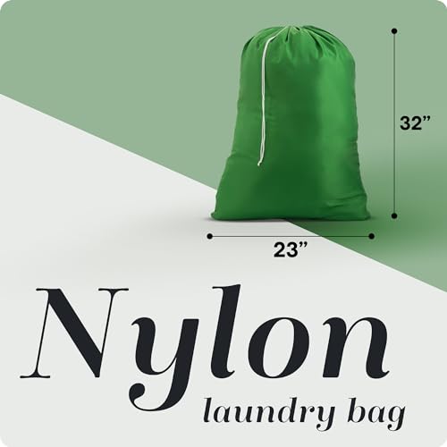 Nylon XL Laundry Bag - Locking Drawstring Closure, Machine Washable, These Large Bags Will Fit a Laundry Basket and Strong Enough to Carry up to Two Loads of Clothes (Green | 22" x 32") - color: Green, size: 22" x 32"