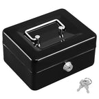 KYODOLED Cash Box with Key,Small Safe Lock Box with Portable Handle,Cash Drawer,5.91"x 4.72"x 3.15" Black Small - color: Black, size: Small