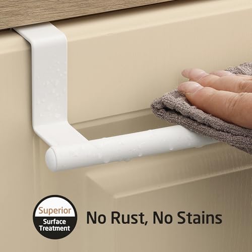 KES Over Cabinet Door Towel Bar Fit 1" Thick, Kitchen Towel Holder, Kitchen Towel Rack, Cabinet Towel Holder Scratchproof, White 2 Pack, KTH500S26-WH-P2 - color: White