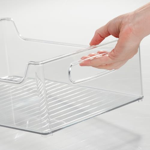 iDesign Stackable Storage Bin with Handles for Pantry or Fridge, Clear, Made in USA - size: 14 x 10 x 5, style: Pack of 1