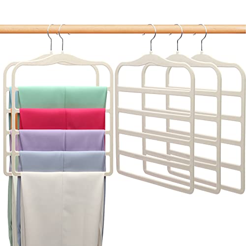 Closet Organizers and Storage,5 Pack Velvet Pants-Hangers-Space-Saving,Non Silp 5 Tier Organization-and-Storage Clothes-Hanger for College-Dorm-Room-Essentials,Closet-Organizer for Jeans Scarf Hanger - color: White