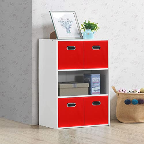 STOREONE Fabric Storage Bins Cubes Baskets Containers-(11X11X11) with Dual Handles for Shelf Closet, Nursery Home ， Bedroom Organizers, Foldable Set of 8 (Red) - color: Red, size: 8 pack