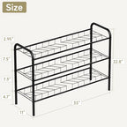 Shoe Rack,Long Shoe Organizer for Closet,Wide Shoe Storage for Entryway, 3 Tier Sturdy Metal Free Standing Shoe Shelf - size: 3-tier
