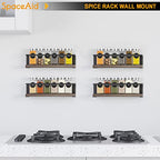 SpaceAid Spice Rack with 24 Spice Jars, 386 Spice Labels, Chalk Marker and Funnel, Wood Hanging Seasoning Shelf for Cabinet Door or Wall Mount (4 Pack) - style: Racks with Jars