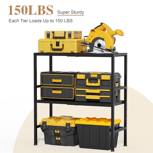 Expandable Metal Storage Shelves, 300 LBS Heavy Duty Metal Shelving Unit Rack For Pots And Pans Appliances Heavy Items, Adjustable 2 Tier Storage Shelf Rack Organizer For Kitchen Pantry Garage Laundry - color: Black, size: 2 Tiers：11.8"D x 28.3"W x 30.9"H